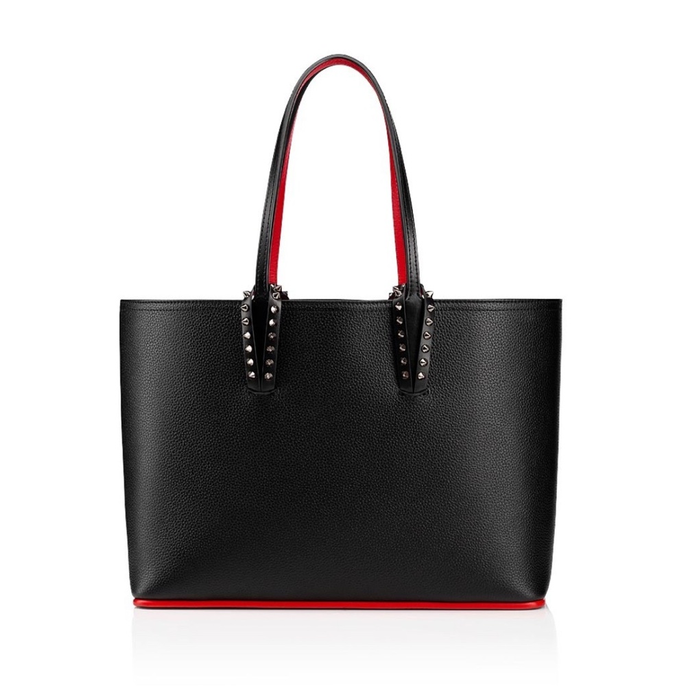 Christian Louboutin Cabata Small Black and Red Studded Tote Bag